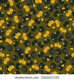 Seamless pattern with Marina di Chiogga Squash or Chioggia Sea pumpkin. Winter squash. Cucurbita maxima. Vegetables. Isolated vector illustration.