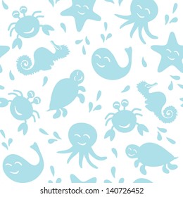 seamless pattern of marine animals