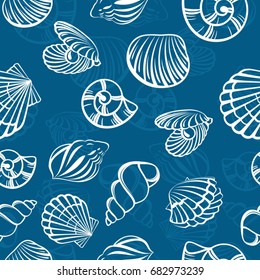 Seamless pattern with marine animals.
