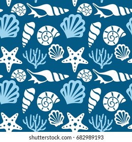 Seamless pattern with marine animals.