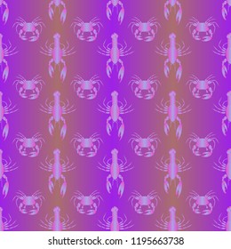 Seamless pattern marine crab and lobster.