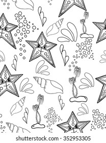 Seamless pattern. Marine Drawings. Vector Illustrations Robot Inhabitants of the Underwater World. Steampunk animal
