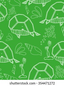 Seamless pattern. Marine Drawings. Vector Illustrations Robot Inhabitants of the Underwater World. Steampunk animal