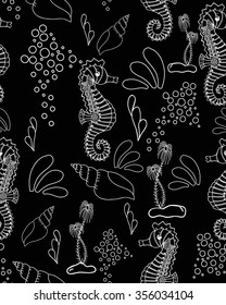 Seamless pattern. Marine Drawings. Vector Illustrations Robot Inhabitants of the Underwater World. Steampunk animal