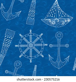 Seamless pattern with marine elements