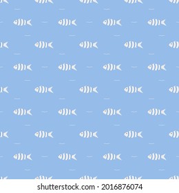 Seamless pattern marine with fish on blue background. Design for background, wallpaper, fabric, textile. Vector illustration.
