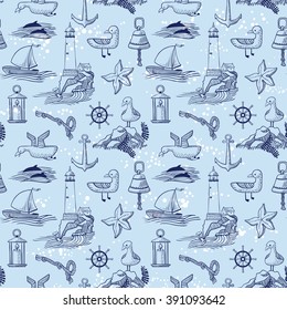 seamless pattern with marine issues