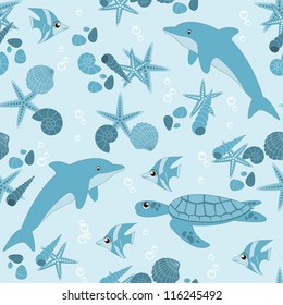 Seamless pattern  with marine life