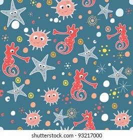 seamless pattern with marine life