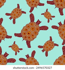 Seamless pattern. Marine life. Hand-drawn  illustration. Vector