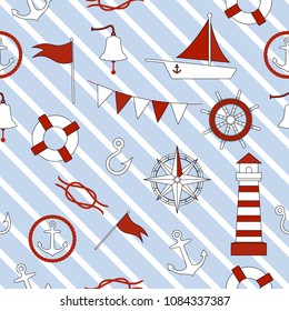 Seamless pattern marine and nautical Background.printing wallpaper.vector illustration