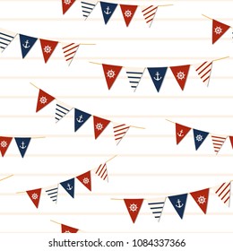 Seamless pattern marine and nautical flag on Straight Line Background.printing wallpaper.vector illustration