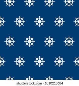 seamless pattern marine nautical sea rudder boat sailing on blue background wallpaper textiles vector