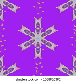 Seamless pattern with marine plants, leaves and seaweed. Hand drawn marine flora in watercolor style. Leaves pattern on violet, neutral and blue colors Vector illustration.