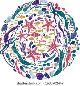 Seamless pattern. Marine positive topic. Great background for your packaging.