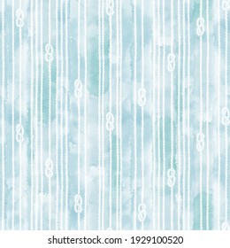 Seamless pattern with marine rope and knots on watercolor background. Perfect for design templates, wallpaper, wrapping, fabric and textile.