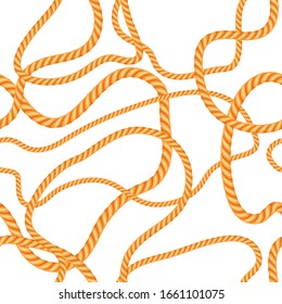 Seamless pattern with marine rope. Nautical string decorative background.