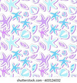 Seamless pattern with marine stickers