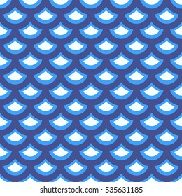 Seamless pattern in marine style. Blue waves.