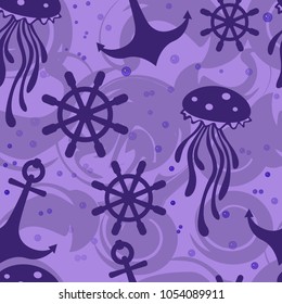 Seamless pattern in the marine style. for design, wrap or cover. vector illustration.