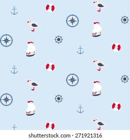 Seamless pattern in marine style. May be used as packing