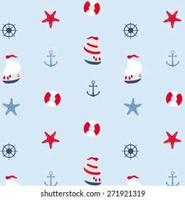 Seamless pattern in marine style. May be used as packing