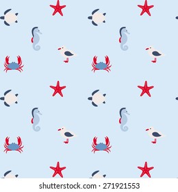 Seamless pattern in marine style. May be used as packing