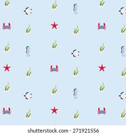 Seamless pattern in marine style. May be used as packing