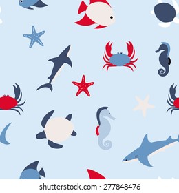 Seamless pattern in marine style. May be used as packing