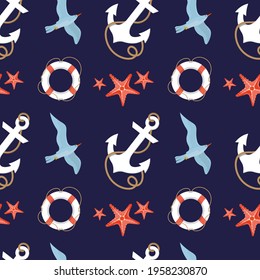 Seamless pattern in the marine theme. Summer or marine design element. Background image for text, print for textiles. EPS10