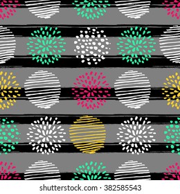 Seamless pattern with marker texture. Vector  creative illustration with strokes and splashes