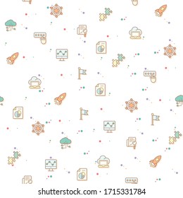 Seamless pattern marketing and seo vector illustration. Contains such Icons as statistics, cloud, strategy, management, review and Other Elements. 