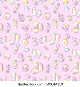 Seamless pattern with marshmallow