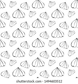 Seamless pattern with marshmallow in sketch. Sweet pattern for clothing design. Summer pattern for design. Background with sweets. Pattern for confectionery packaging dessert. Coloring