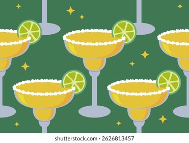 Seamless pattern with martini vector illustration for Valentine's Day, birthday, wedding illustration. Champagne glass with sugar