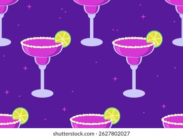 Seamless pattern with martini vector illustration for Valentine's Day, birthday, wedding illustration. Champagne glass with sugar
