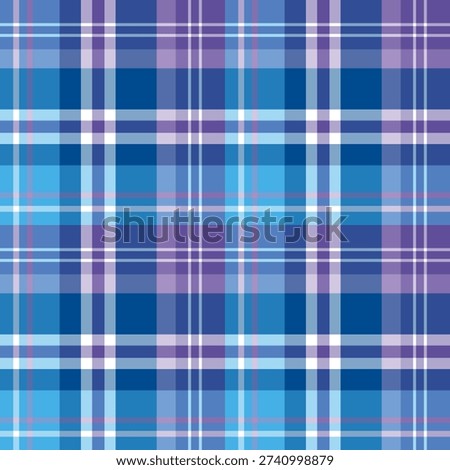 Seamless pattern in marvellous blue, white and violet colors for plaid, fabric, textile, clothes, tablecloth and other things. Vector image.