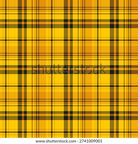 Seamless pattern in marvellous yellow, black and orange colors for plaid, fabric, textile, clothes, tablecloth and other things. Vector image.