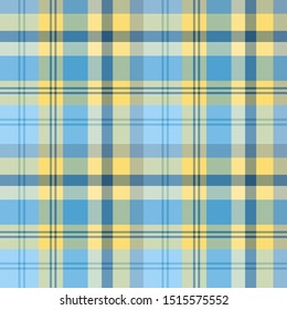 Seamless pattern in marvelous cozy yellow and blue for plaid, fabric, textile, clothes, tablecloth and other things. Vector image. 
