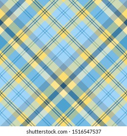 Seamless pattern in marvelous cozy yellow and blue for plaid, fabric, textile, clothes, tablecloth and other things. Vector image. 2
