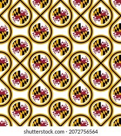 Seamless Pattern Of Maryland State Flag. Vector Illustration
