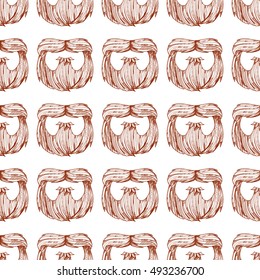 Seamless pattern with a mask beard and mustache.