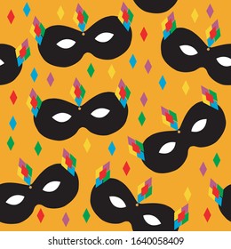 Seamless pattern with masks for carnival
