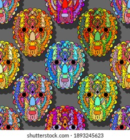 Patrón sin foco de máscaras con un patrón decorativo. Ilustración de material vectorial eps10.