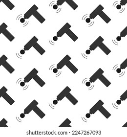 Seamless pattern with massage guns on white background. Percussion massager vector flat illustration