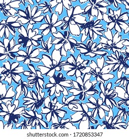 Seamless pattern material of an abstract flower,