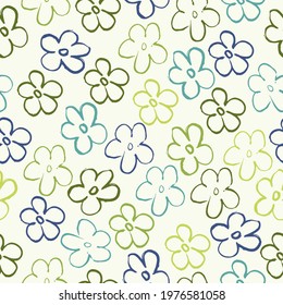 Seamless pattern material of an abstract flower. Trendy floral design Liberty style millefleurs.