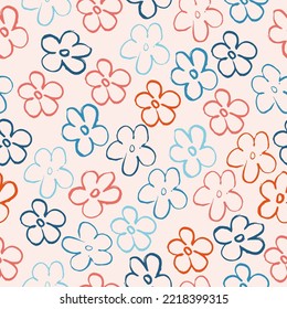 Seamless pattern material of an abstract flower. A lot of different flowers on the field. Liberty style millefleurs.