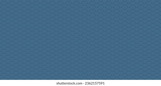 Seamless pattern material: Indigo blue Japanese traditional pattern “Seigaiha”