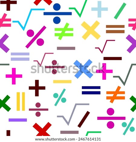 Seamless pattern of mathematic operations symbols.